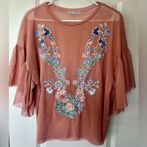 Zara Sheer Floral Top